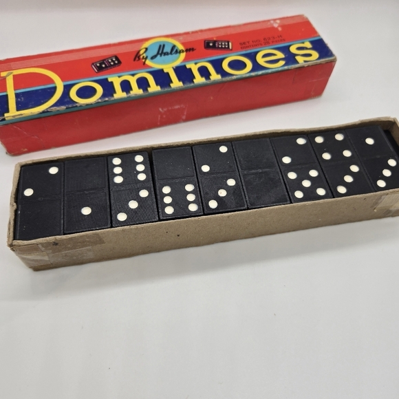 Vintage Set of Halsam Dominoes Set No. 623-H 28‎ Pieces - Picture 5 of 10